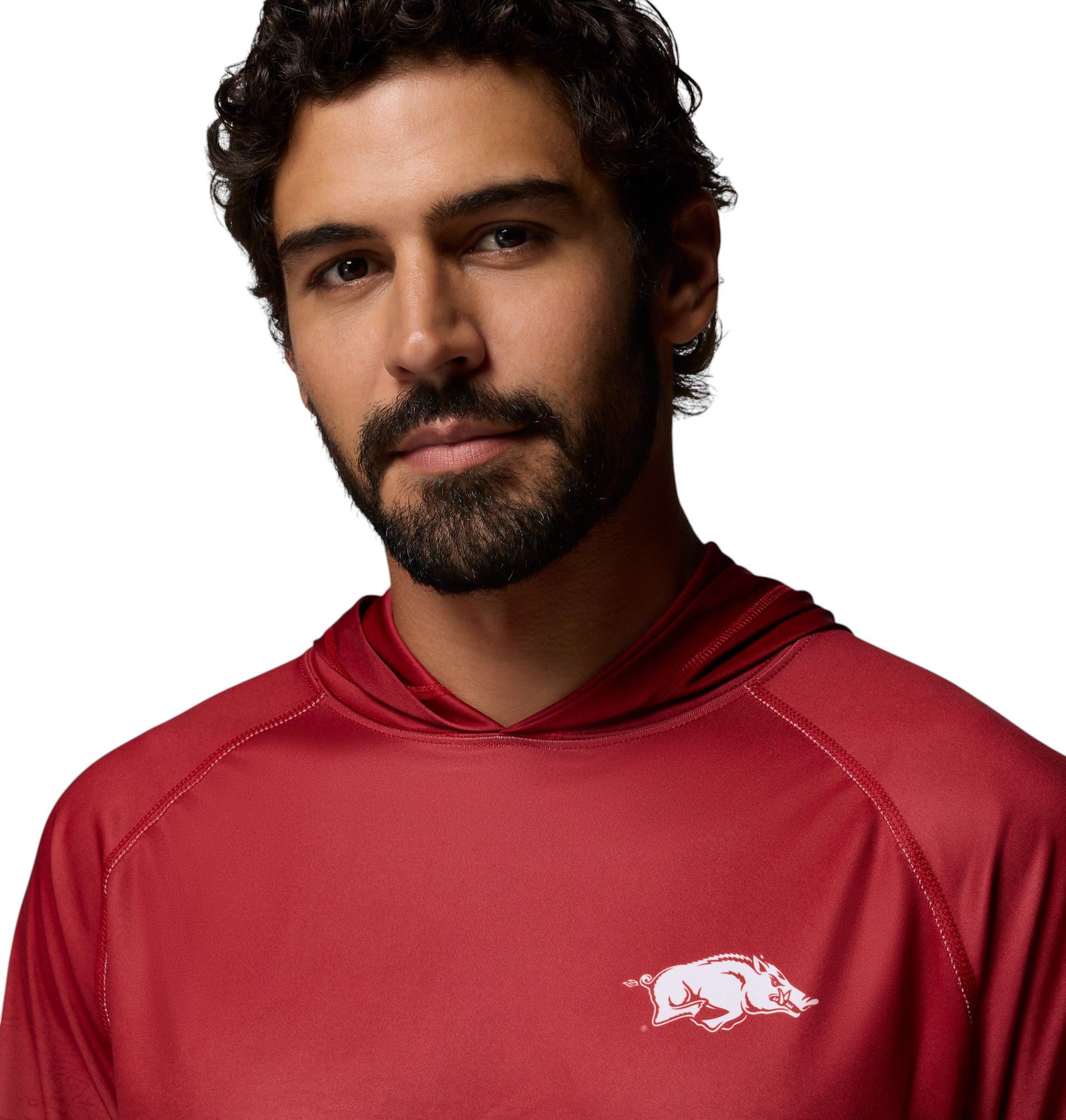 Columbia Men's Arkansas Razorbacks Red Super Terminal Tackle Ombre Pullover Hoodie product image