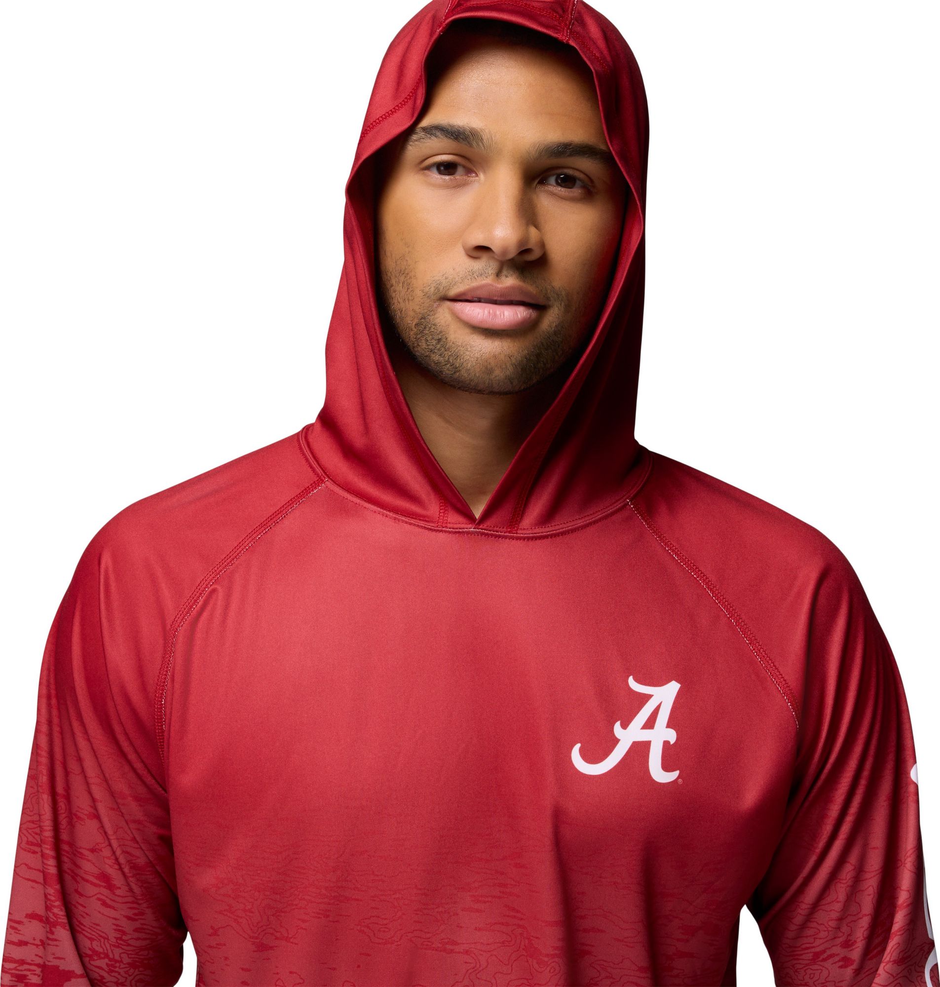 Columbia Men's Alabama Crimson Tide Red Super Terminal Tackle Ombre Pullover Hoodie product image