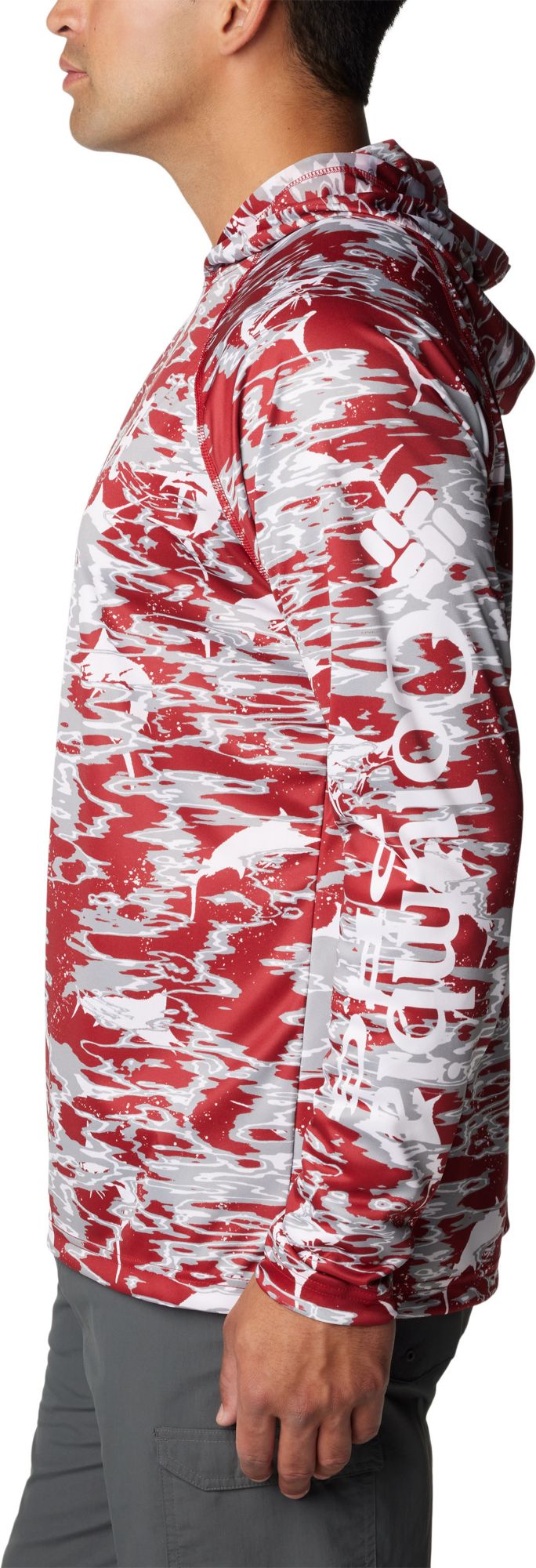 Columbia Men's Alabama Crimson Tide Crimson PFG Super Terminal Tackle Long Sleeve Hooded T-Shirt product image