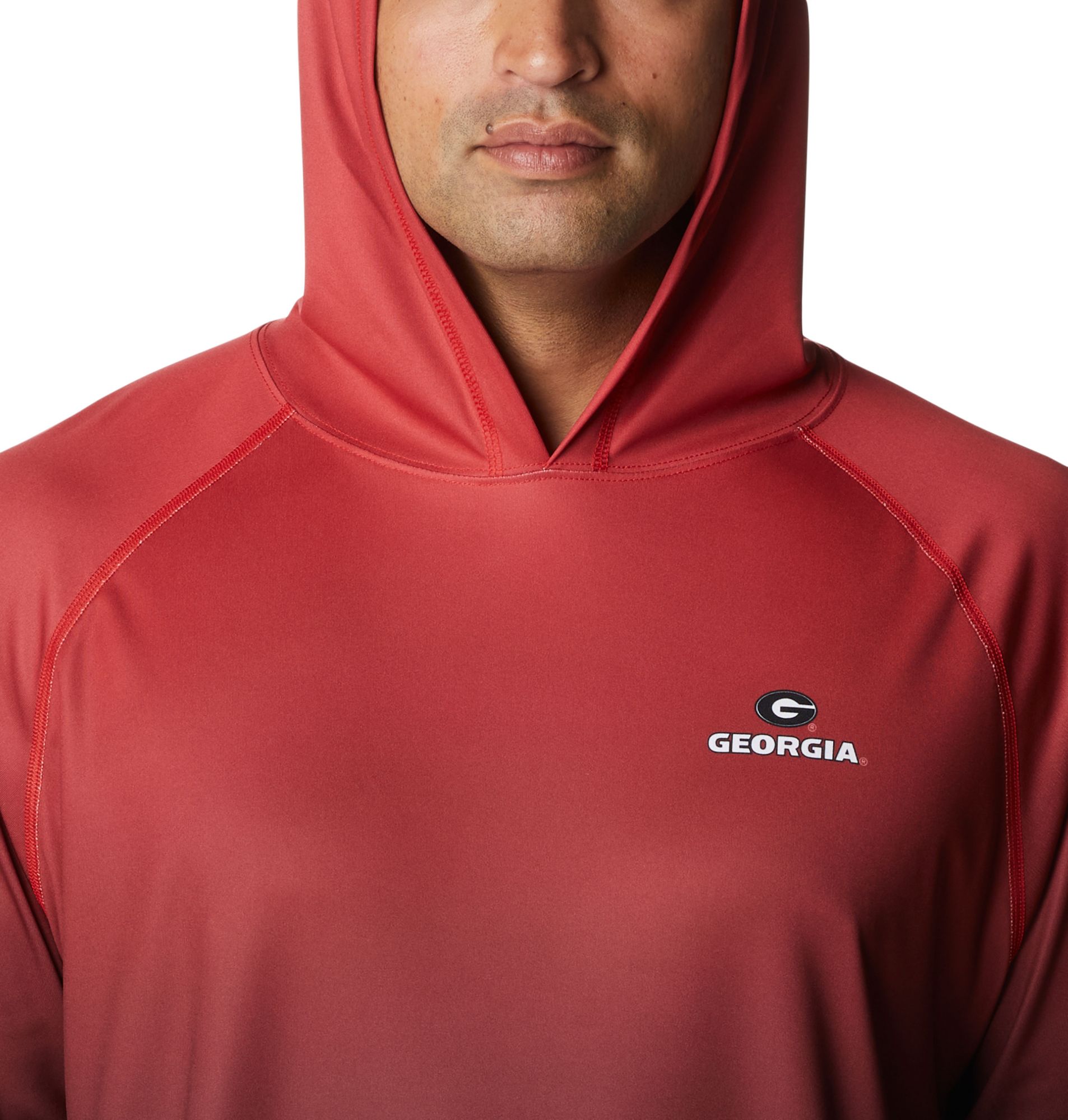 Columbia Men's Georgia Bulldogs Red PFG Super Terminal Tackle Long Sleeve Hooded T-Shirt product image
