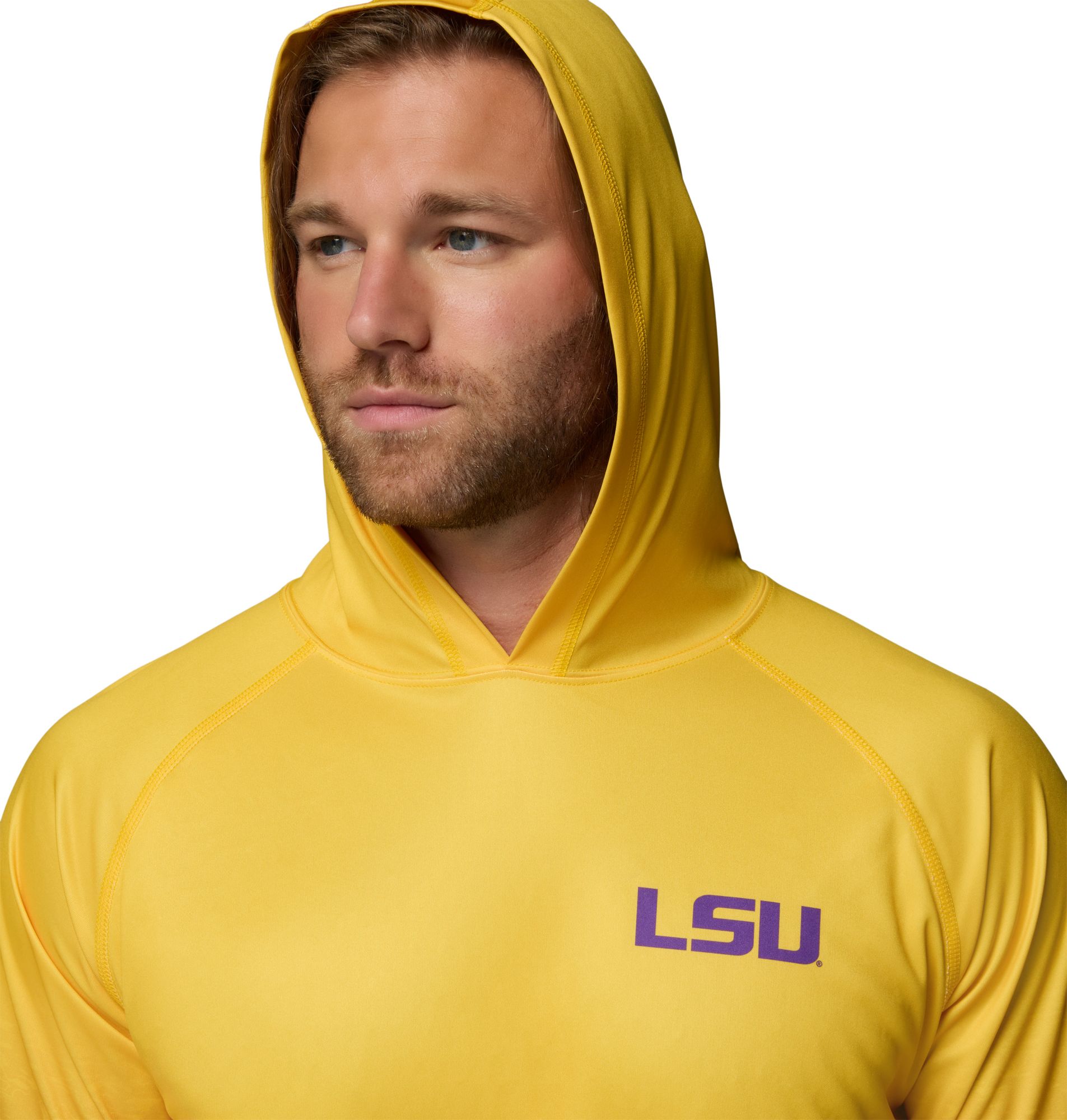 Columbia Men's LSU Tigers Yellow Super Terminal Tackle Ombre Pullover Hoodie product image