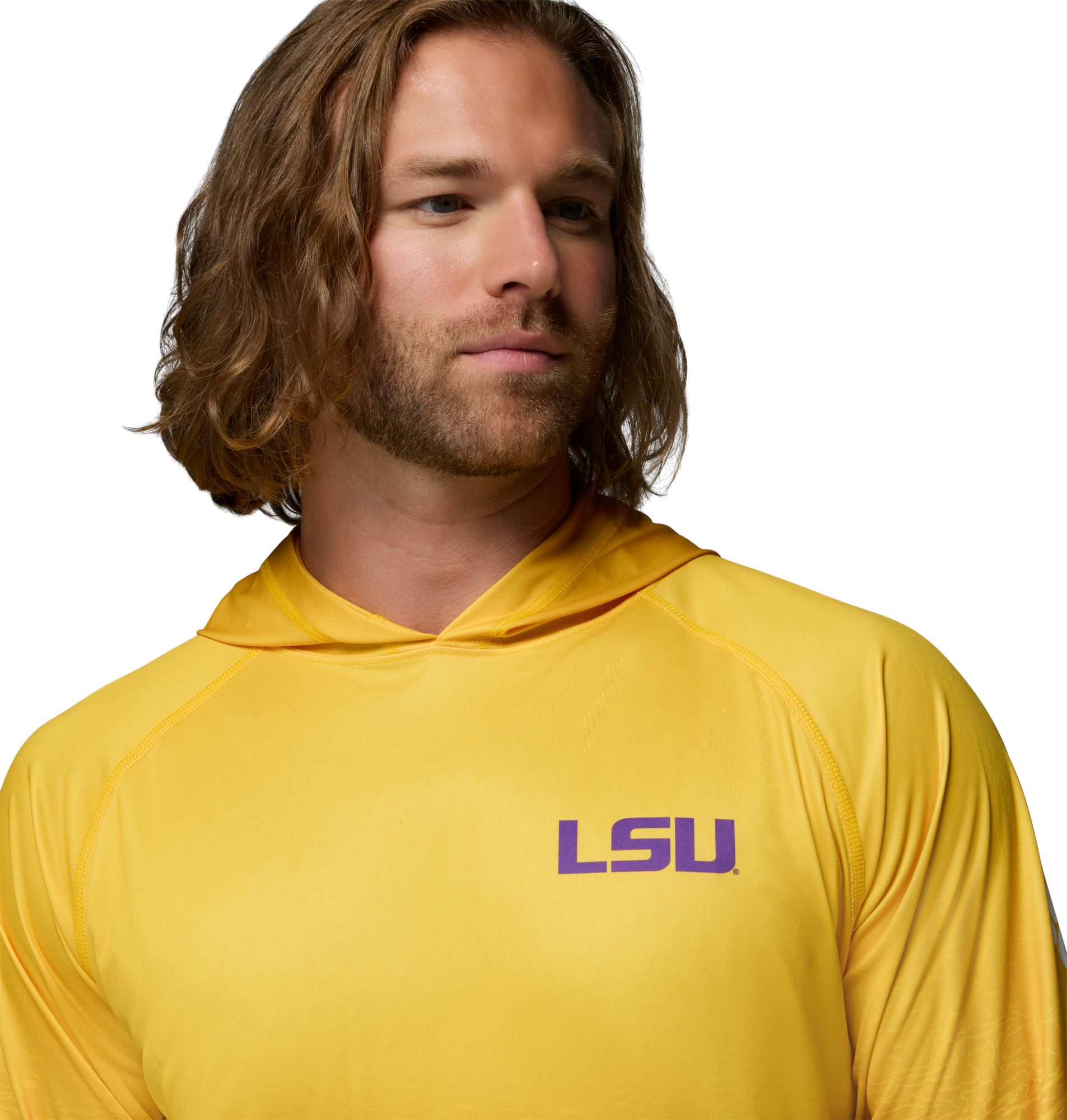 Columbia Men's LSU Tigers Yellow Super Terminal Tackle Ombre Pullover Hoodie product image