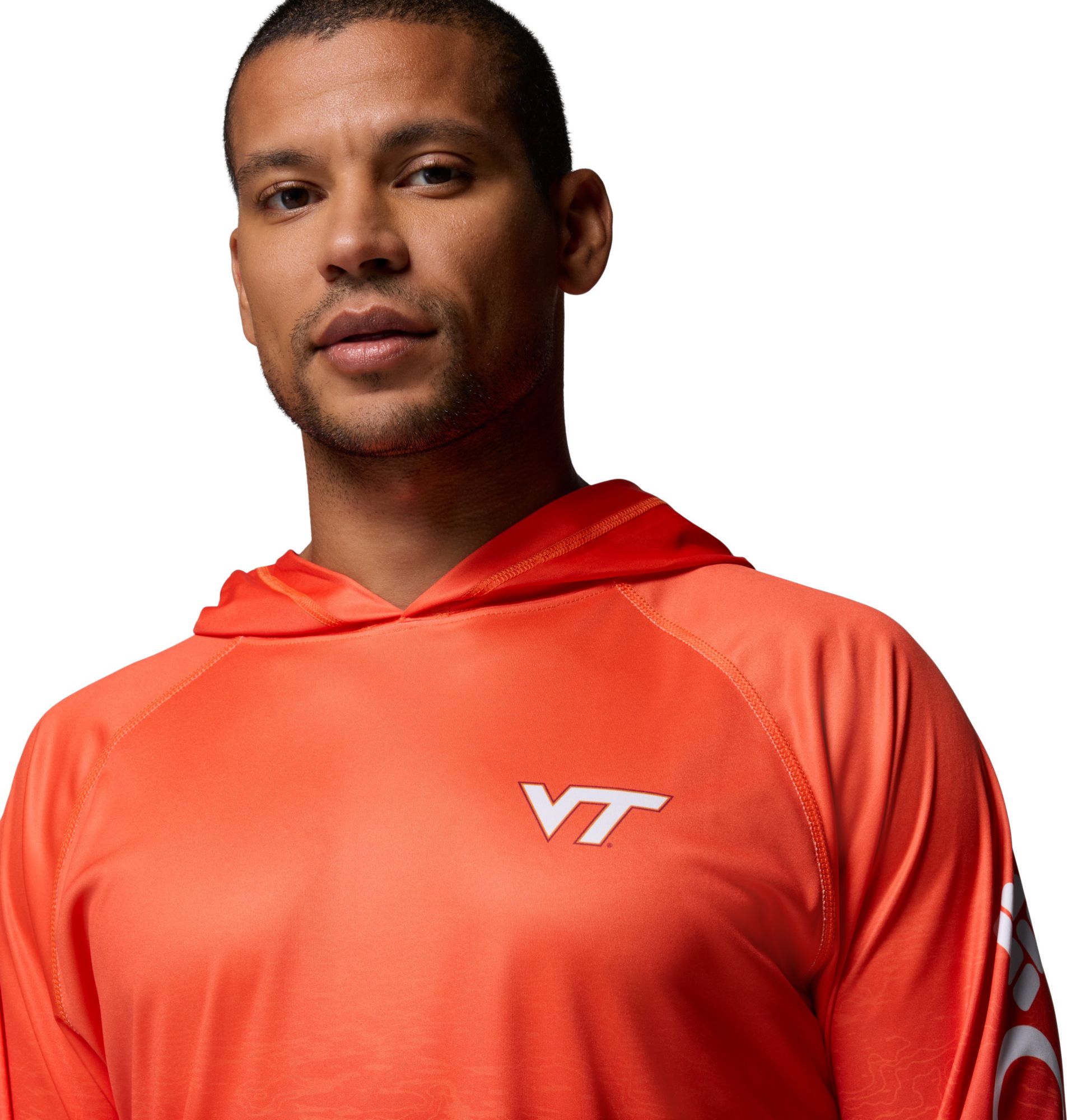 Columbia Men's Virginia Tech Hokies Tangy Orange Super Terminal Tackle Ombre Pullover Hoodie product image