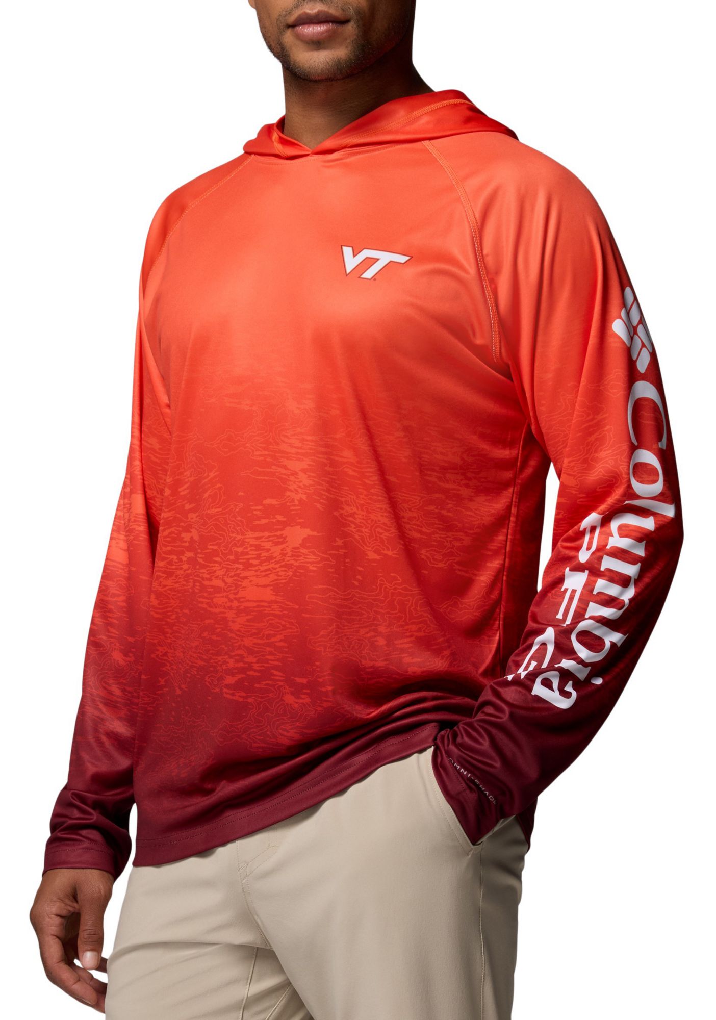 Columbia Men's Virginia Tech Hokies Tangy Orange Super Terminal Tackle Ombre Pullover Hoodie product image