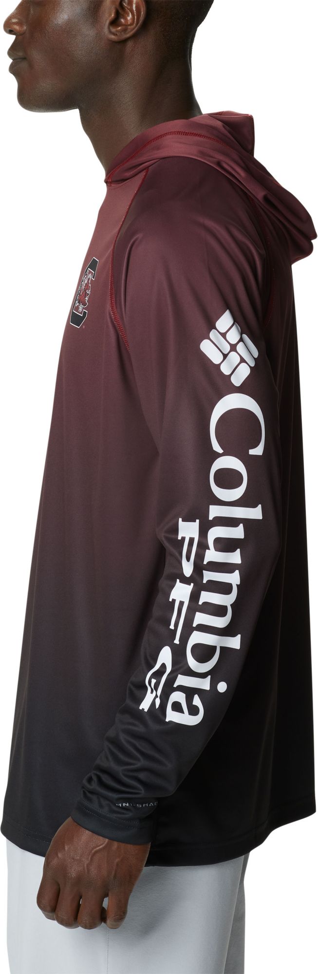 Columbia Men's South Carolina Gamecocks Garnet PFG Super Terminal Tackle Long Sleeve Hooded T-Shirt product image