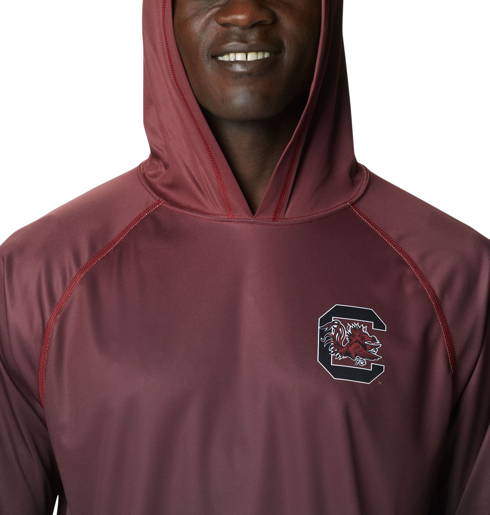 Columbia Men's South Carolina Gamecocks Garnet PFG Super Terminal Tackle Long Sleeve Hooded T-Shirt product image