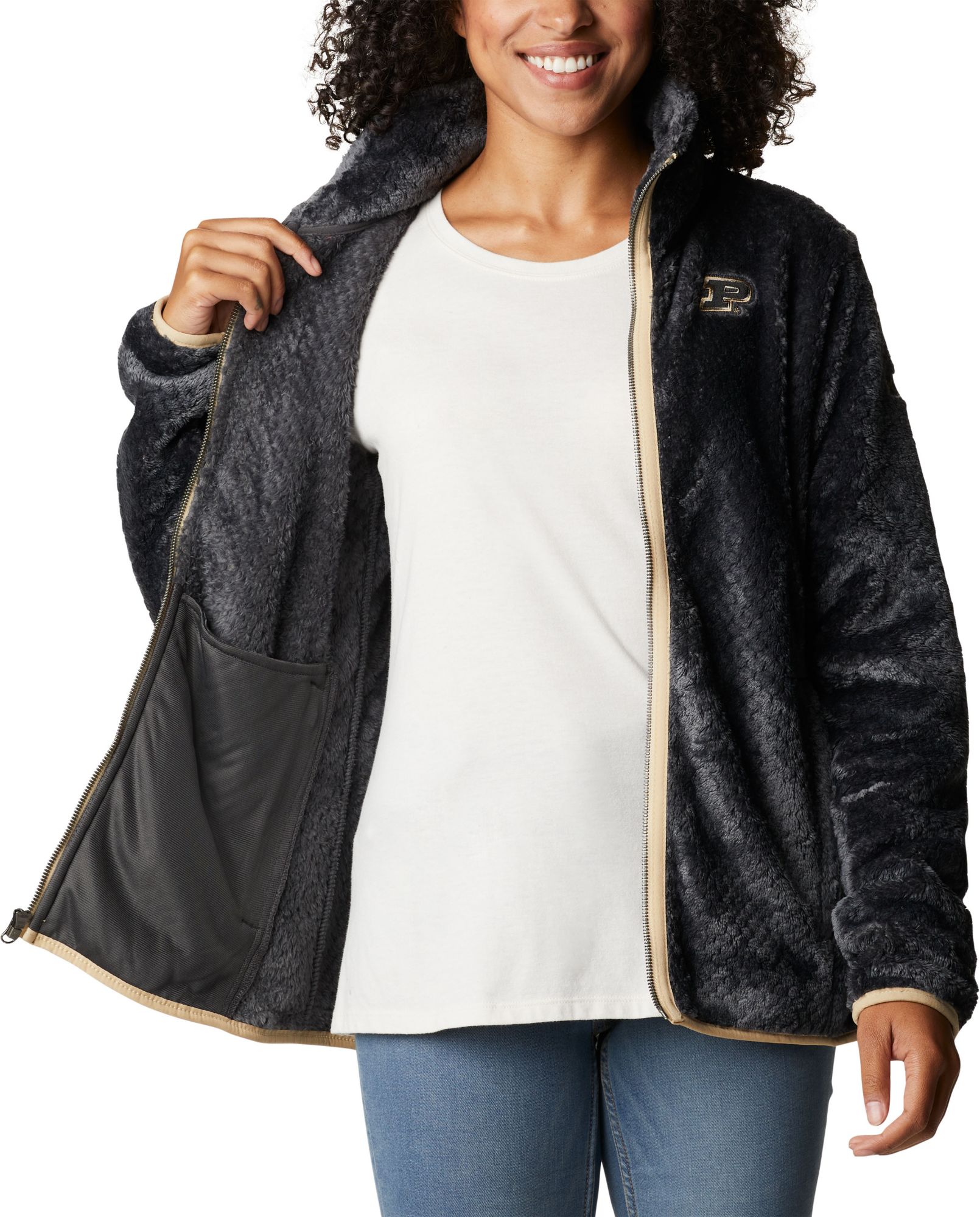 Columbia Women's Purdue Boilermakers Black Fire Side Sherpa Full-Zip Jacket