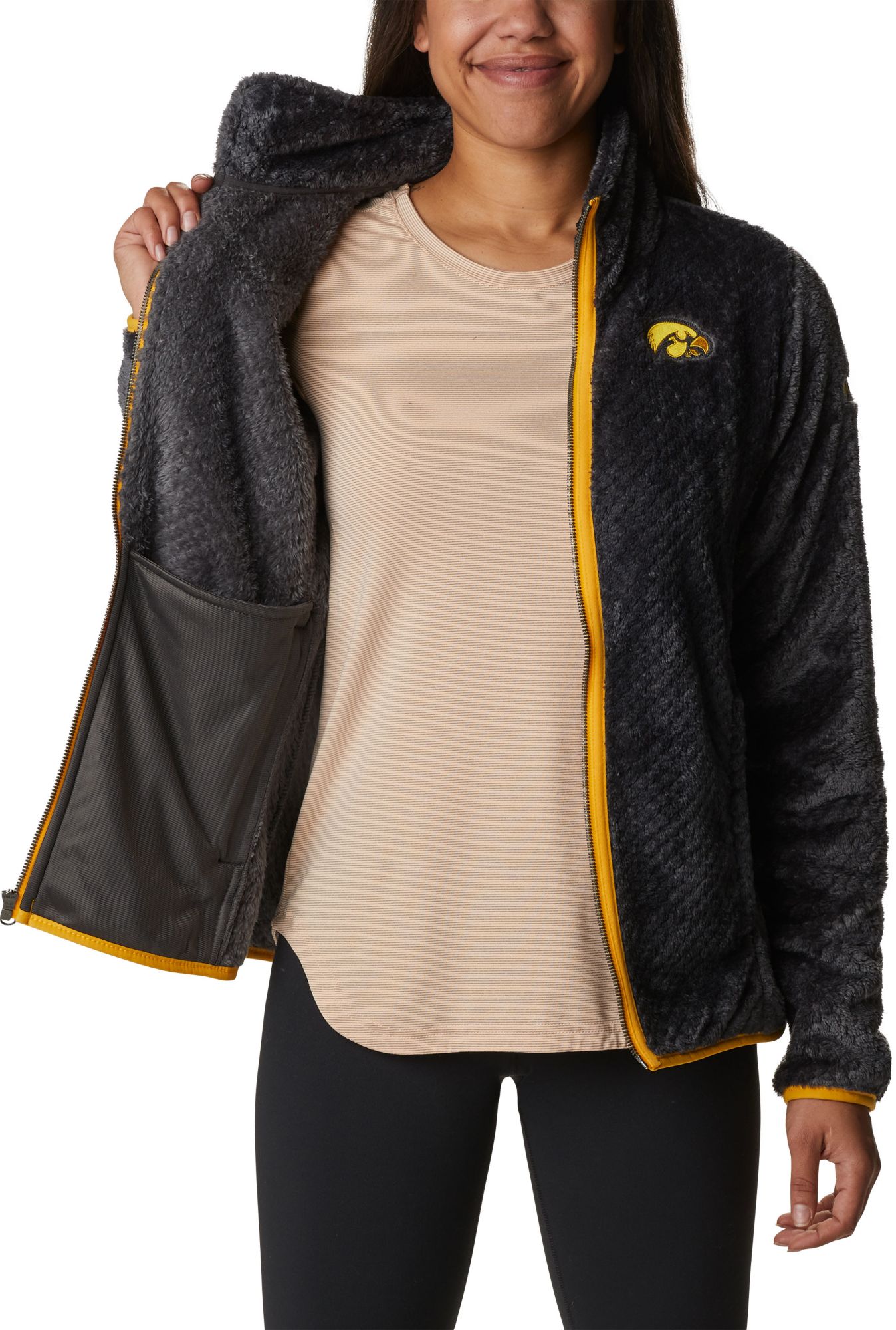 Columbia Women's Iowa Hawkeyes Black Fire Side Sherpa Full-Zip Jacket