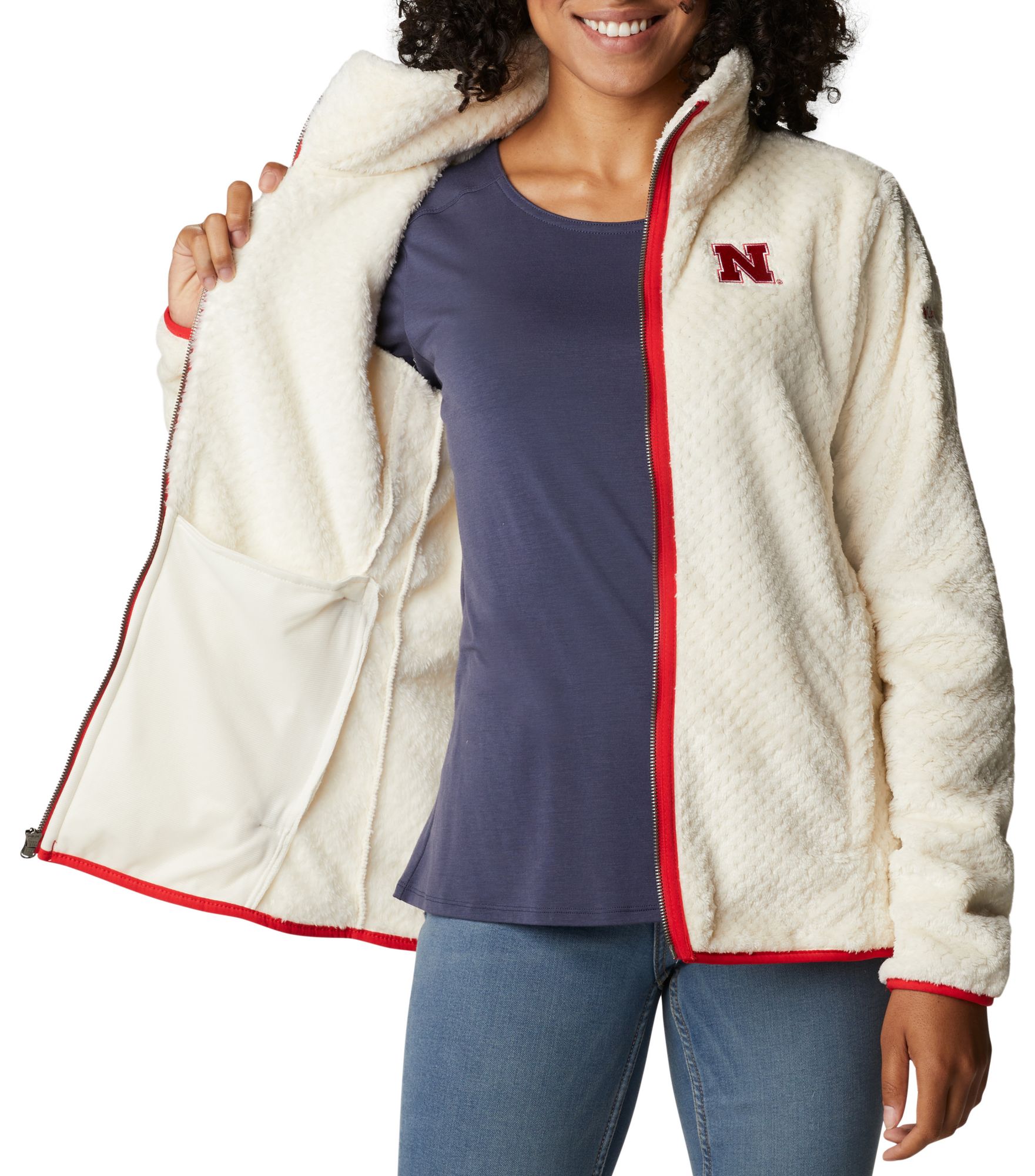 Columbia Women's Nebraska Cornhuskers Chalk Fireside Sherpa Full-Zip Jacket product image