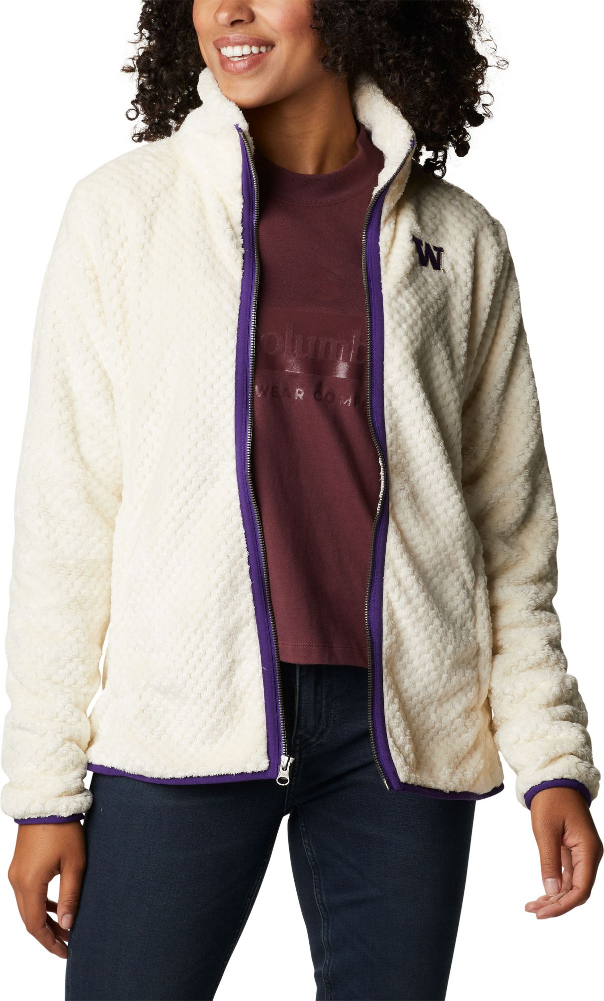 Columbia Women's Washington Huskies White Fire Side Sherpa Full-Zip Jacket product image