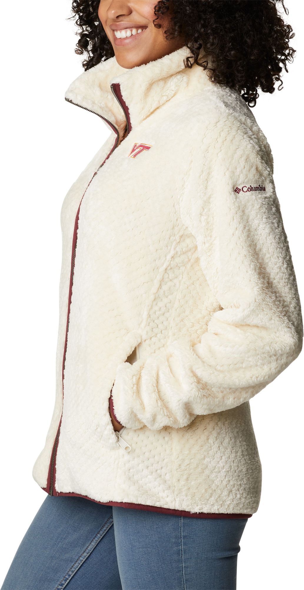 Columbia Women's Virginia Tech Hokies White Fire Side Sherpa Full-Zip Jacket product image