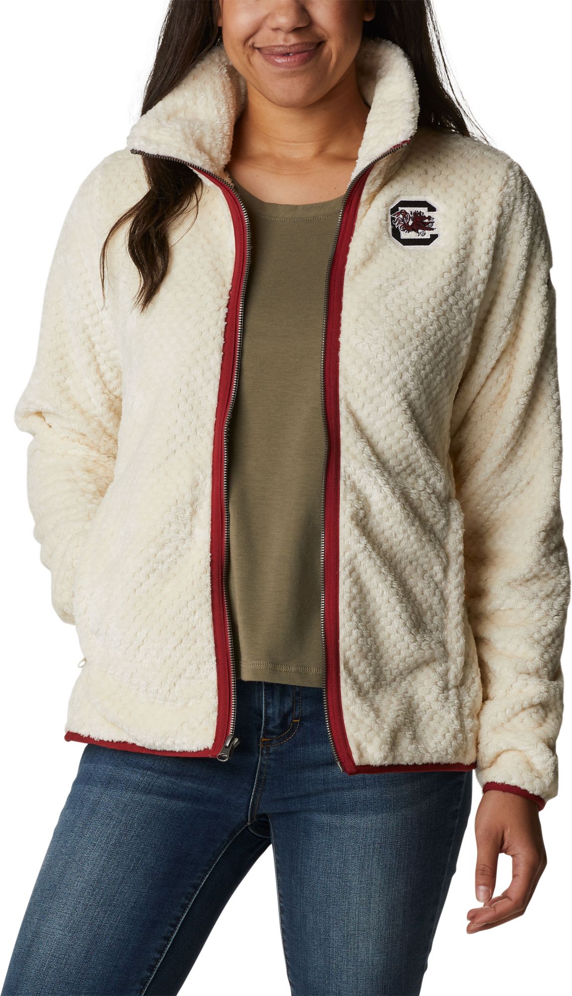 Columbia Women's South Carolina Gamecocks White Fire Side Sherpa Full-Zip Jacket product image