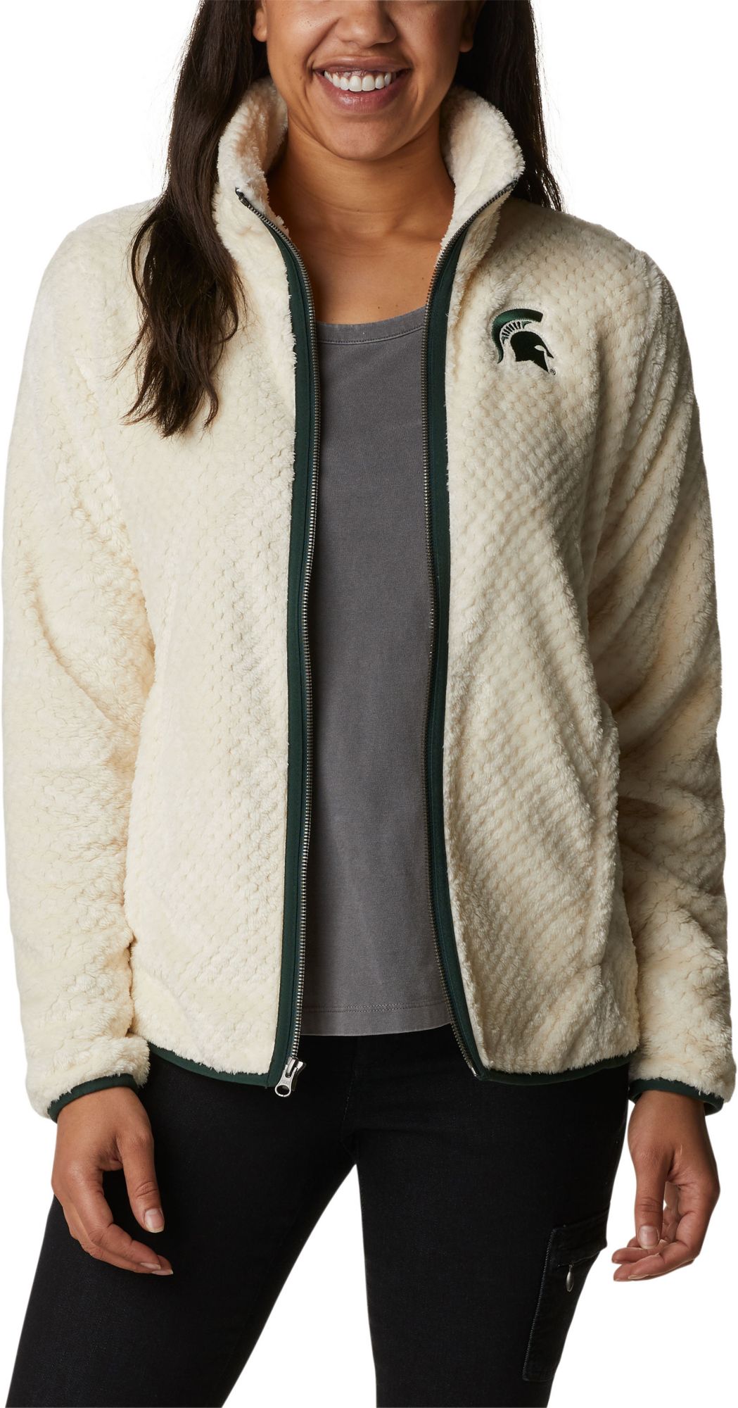 Columbia Women's Michigan State Spartans White Fire Side Sherpa Full-Zip Jacket product image
