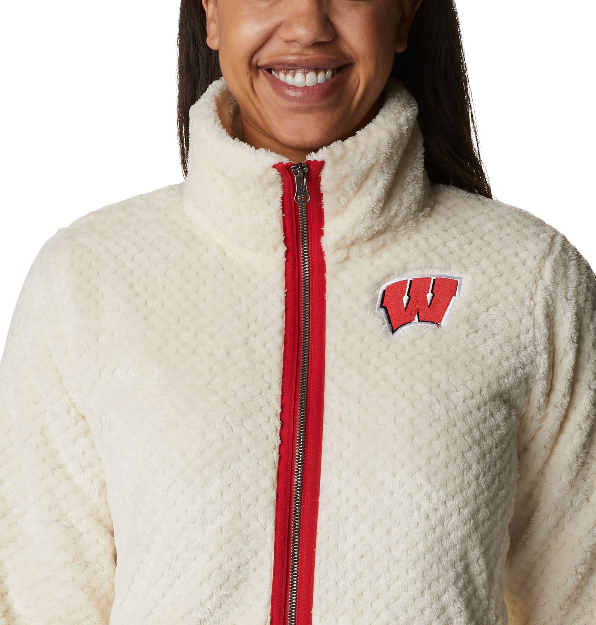 Columbia Women's Wisconsin Badgers White Fire Side Sherpa Full-Zip Jacket product image