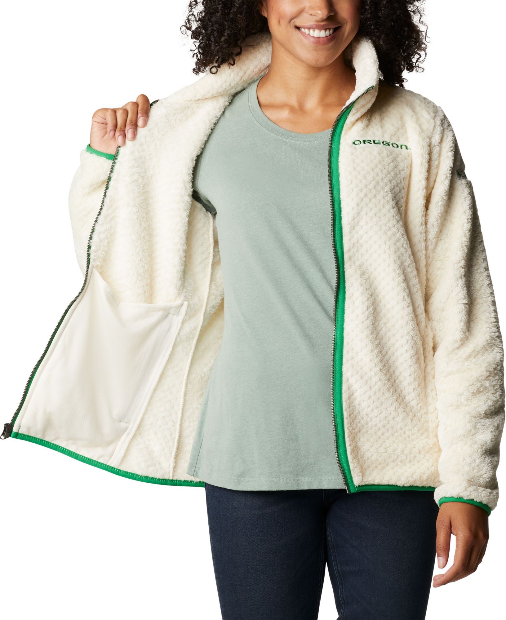 Columbia Women's Oregon Ducks White Fire Side Sherpa Full-Zip Jacket product image
