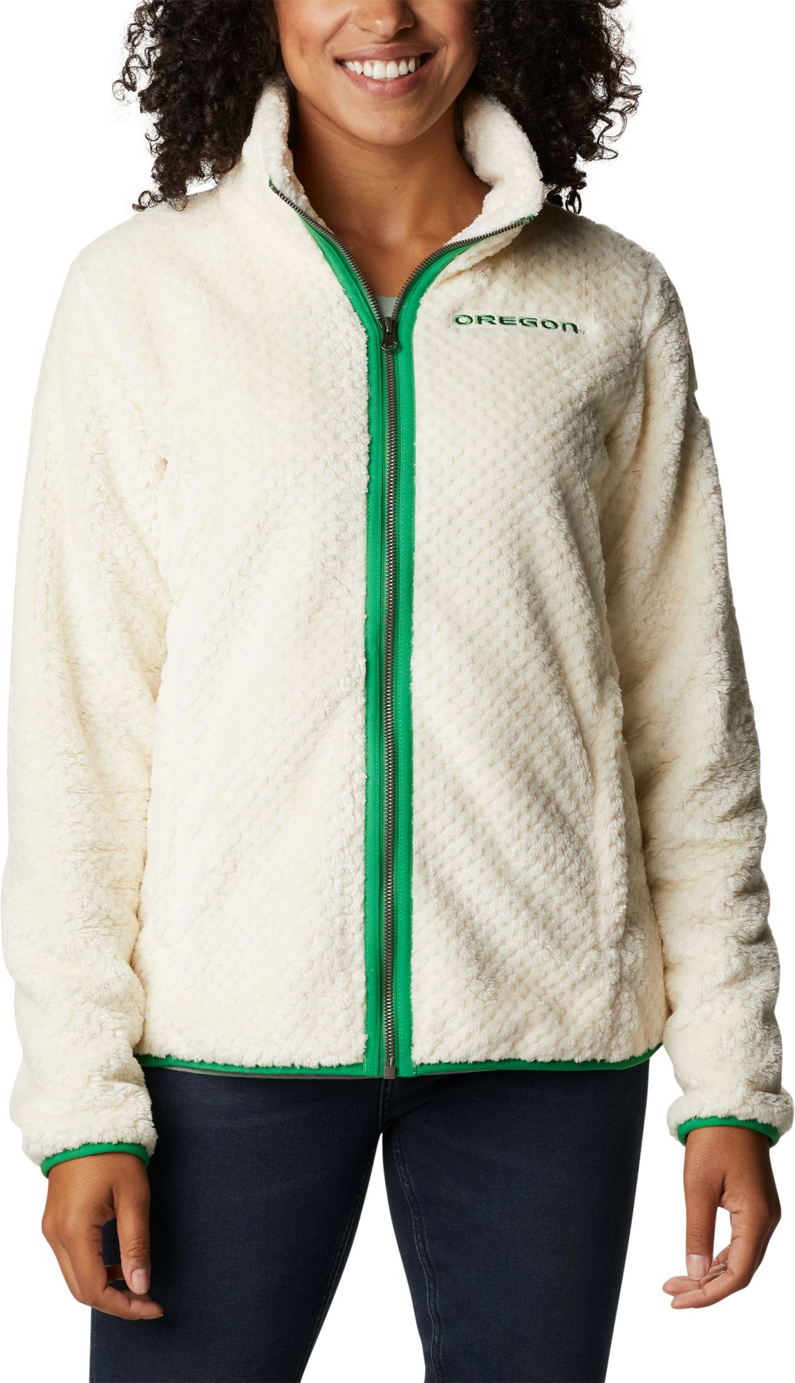 Columbia Women's Oregon Ducks White Fire Side Sherpa Full-Zip Jacket product image