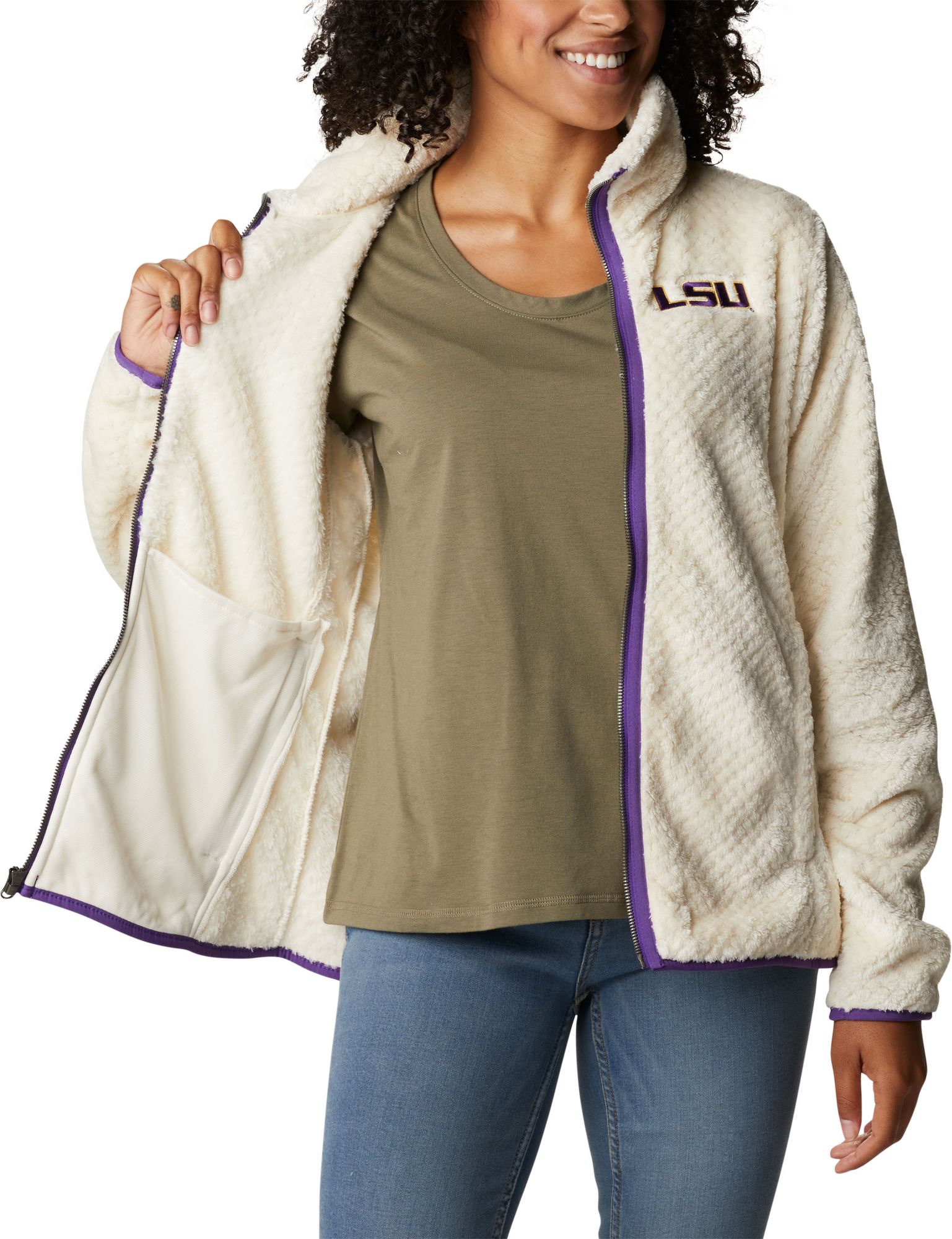 Columbia Women's Nebraska Cornhuskers White Fire Side Sherpa Full-Zip Jacket