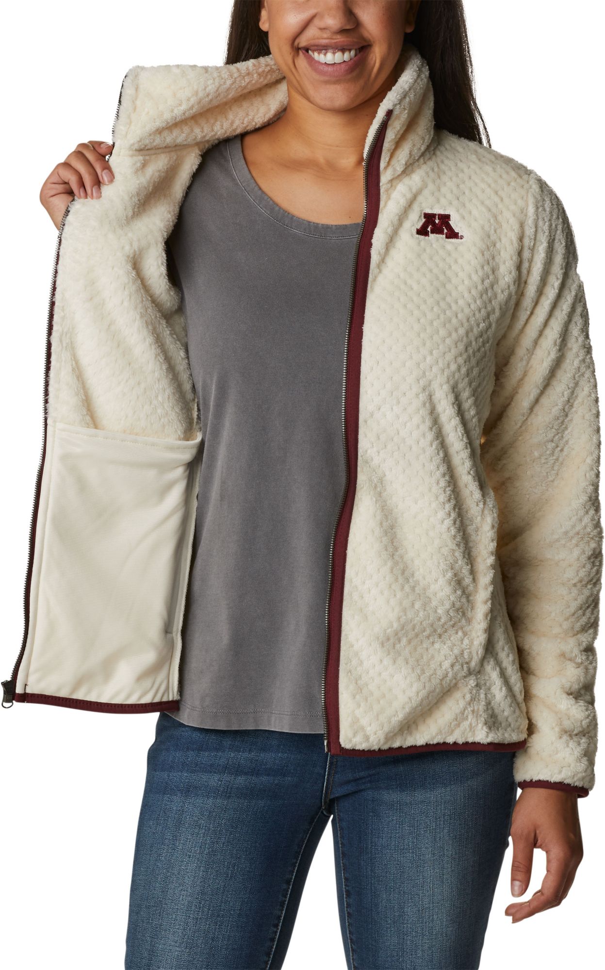 Columbia Women's Minnesota Golden Gophers White Fire Side Sherpa Full-Zip Jacket product image