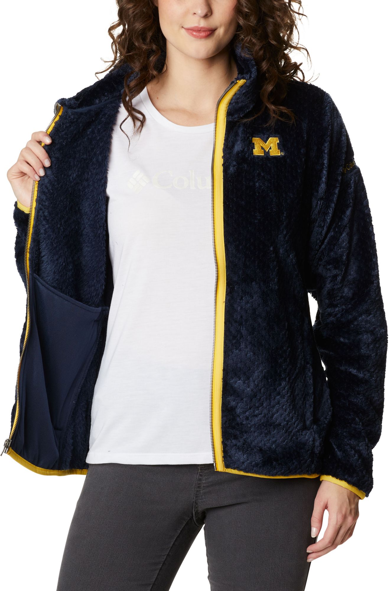 Columbia Women's Michigan Wolverines Blue Fire Side Sherpa Full-Zip Jacket product image