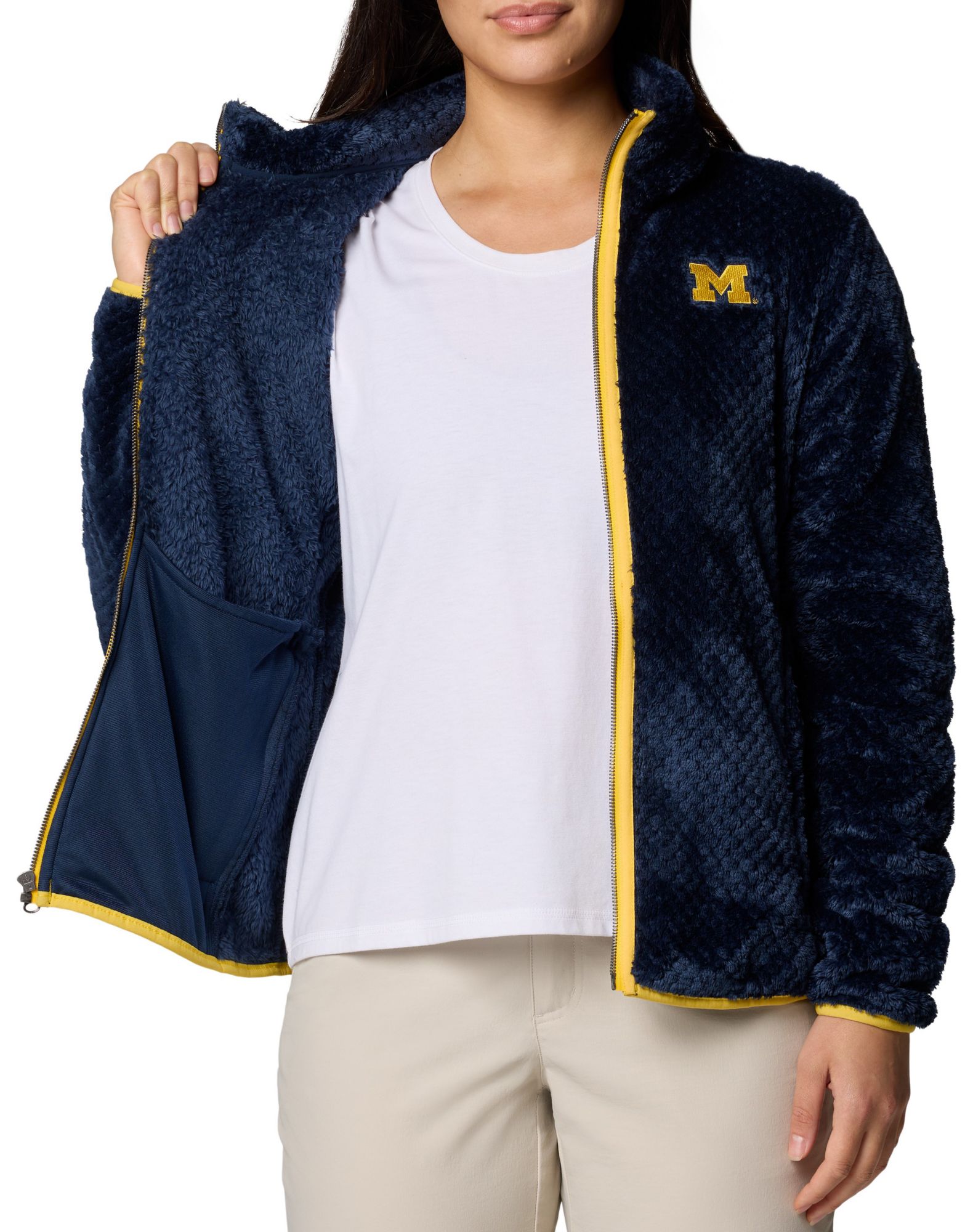 Columbia Women's Michigan Wolverines Collegiate Navy Fire Side Full-Zip Jacket product image