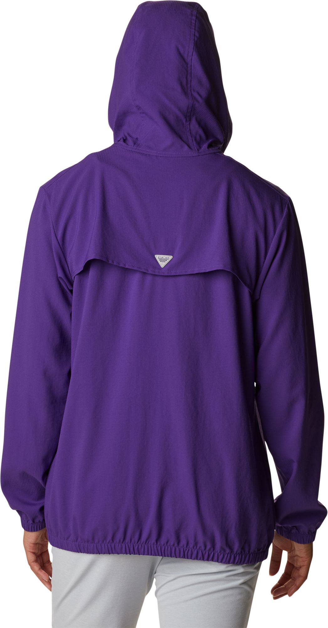 Columbia Women's LSU Tigers Purple PFG Tamiami Quarter-Snap Long Sleeve Hooded Shirt