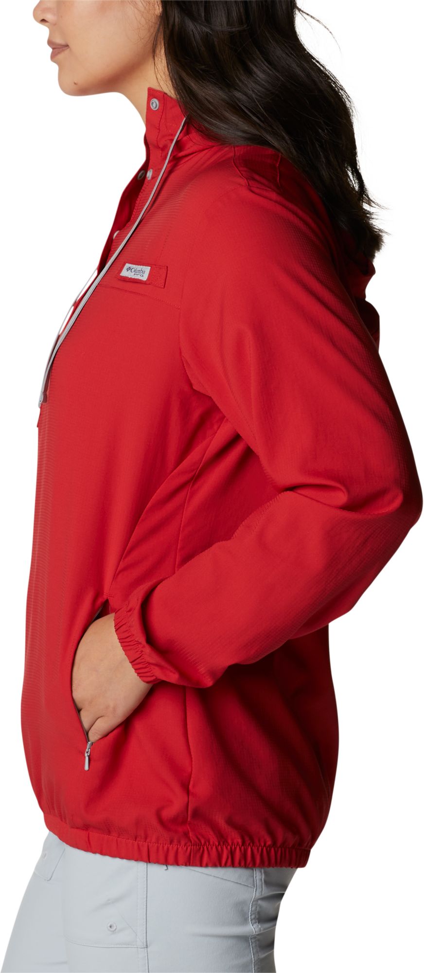 Columbia Women's Ohio State Buckeyes Red Tamiami Quarter-Snap Long Sleeve Hooded Shirt product image