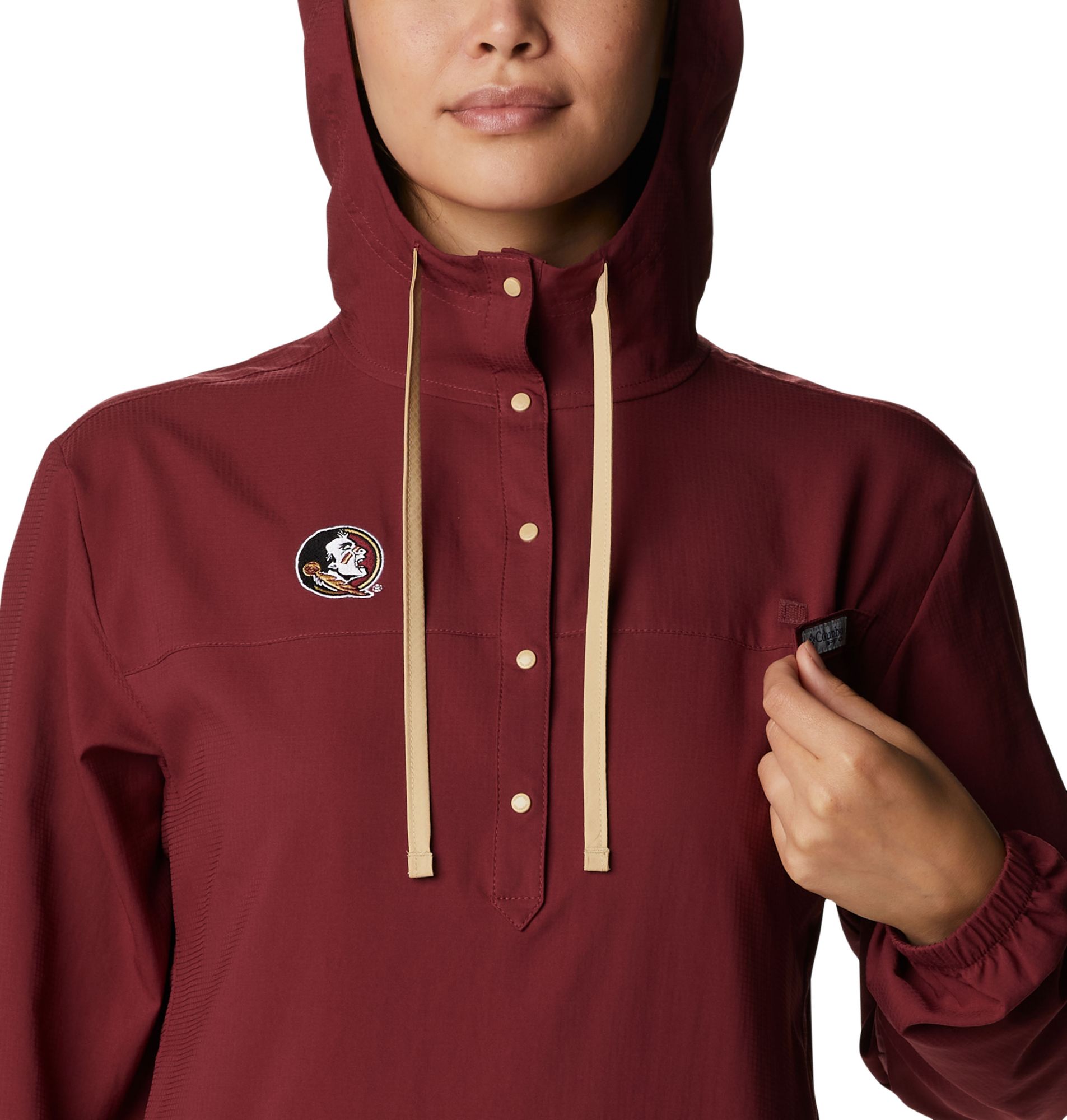 Columbia Women's Florida State Seminoles Garnet PFG Tamiami Quarter-Snap Long Sleeve Hooded Shirt product image