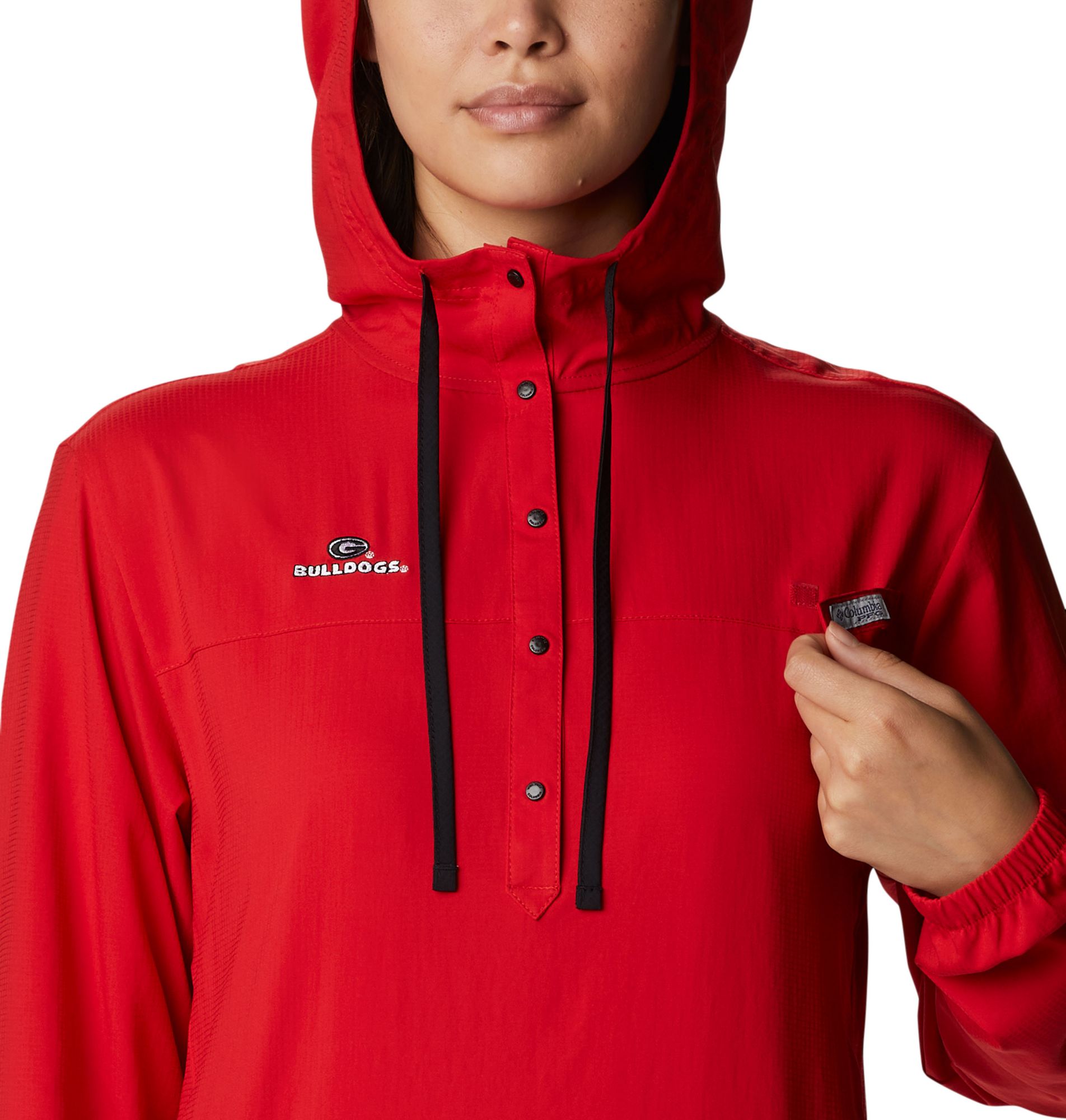 Columbia Women's Georgia Bulldogs Red PFG Tamiami Quarter-Snap Long Sleeve Hooded Shirt product image
