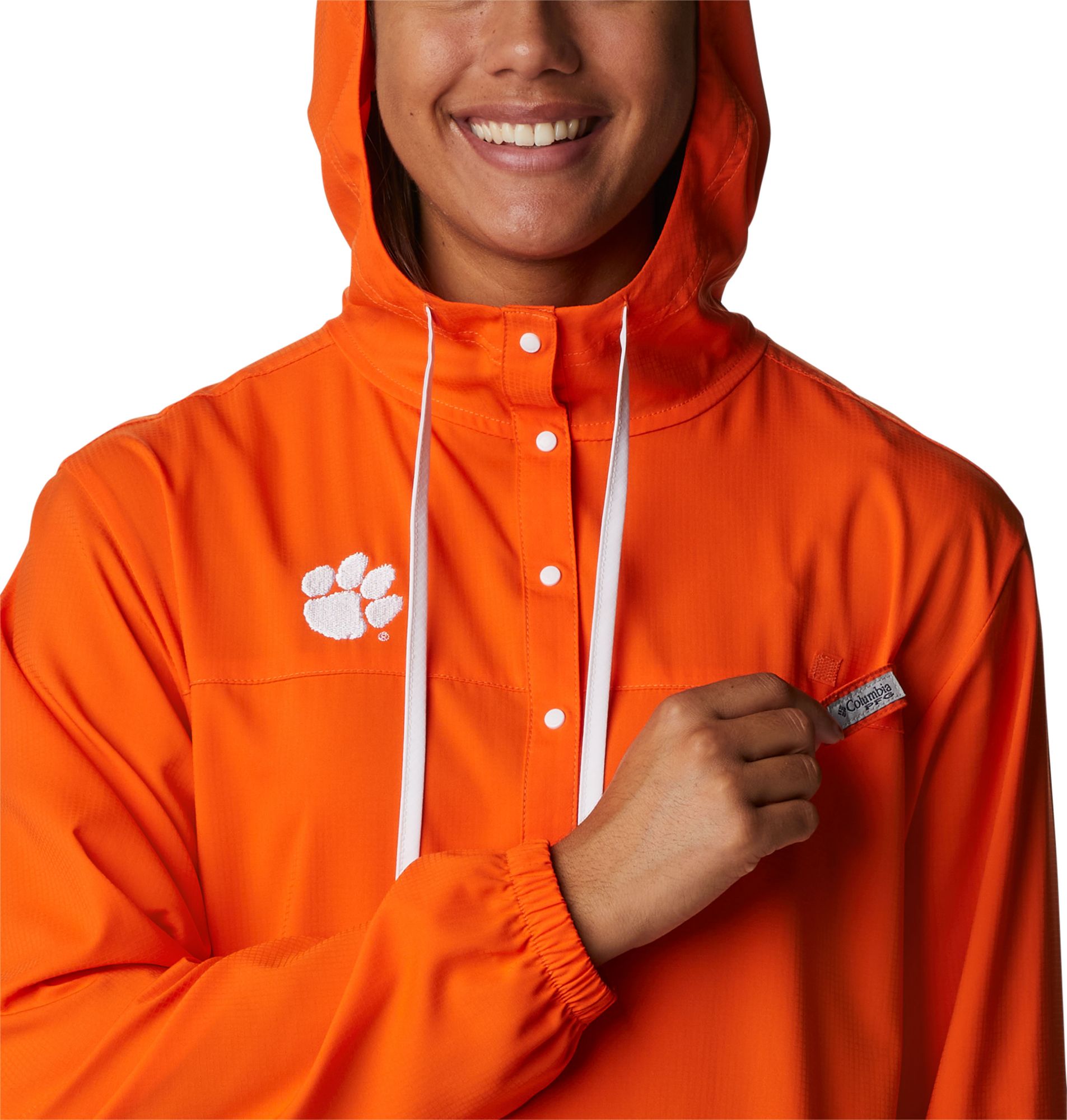 Columbia Women's Clemson Tigers Orange PFG Tamiami Quarter-Snap Long Sleeve Hooded Shirt product image
