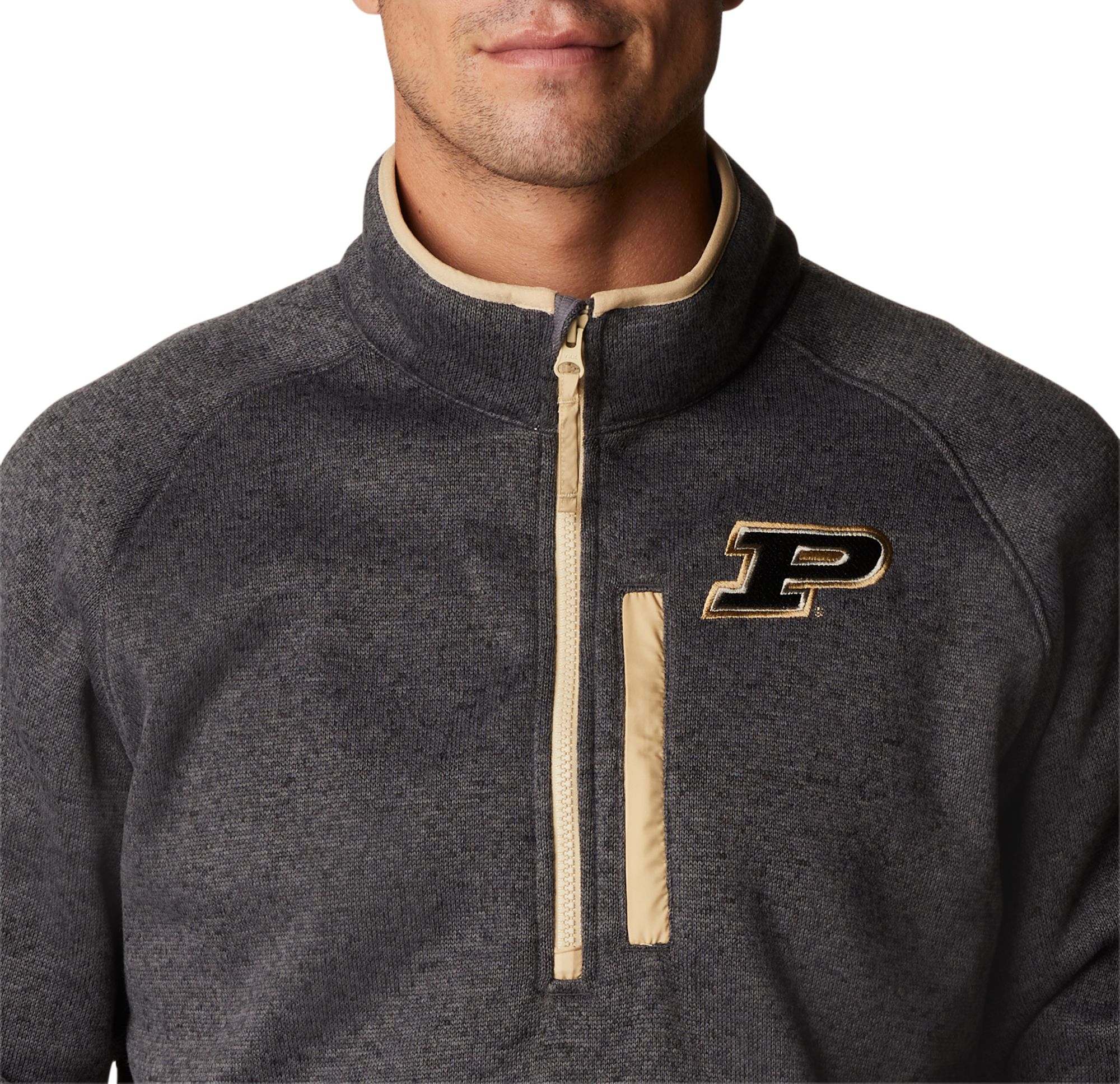 Columbia Men's Purdue Boilermakers Grey CLG Canyon Point&trade; Sweater Fleece 1/2 Zip product image