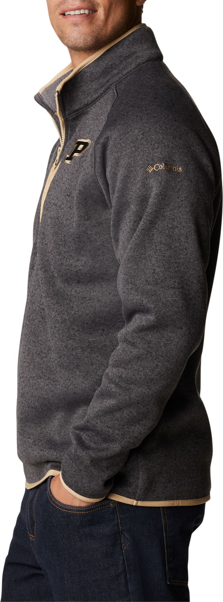 Columbia Men's Purdue Boilermakers Grey CLG Canyon Point&trade; Sweater Fleece 1/2 Zip product image
