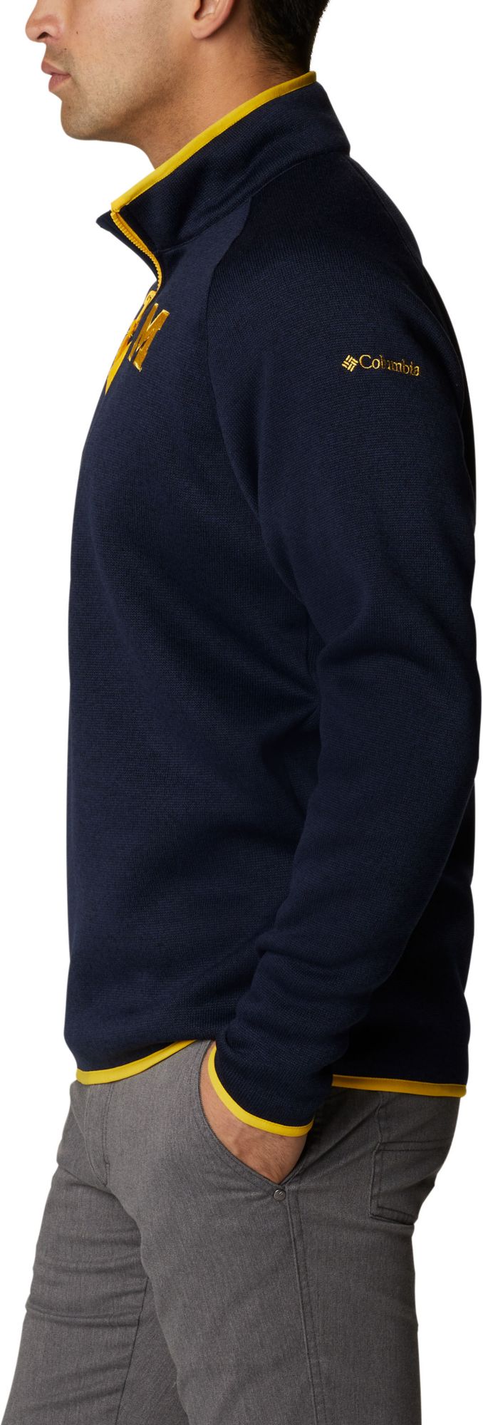 Columbia Men's Michigan Wolverines Blue Canyon Point Half-Zip Pullover Fleece Jacket product image