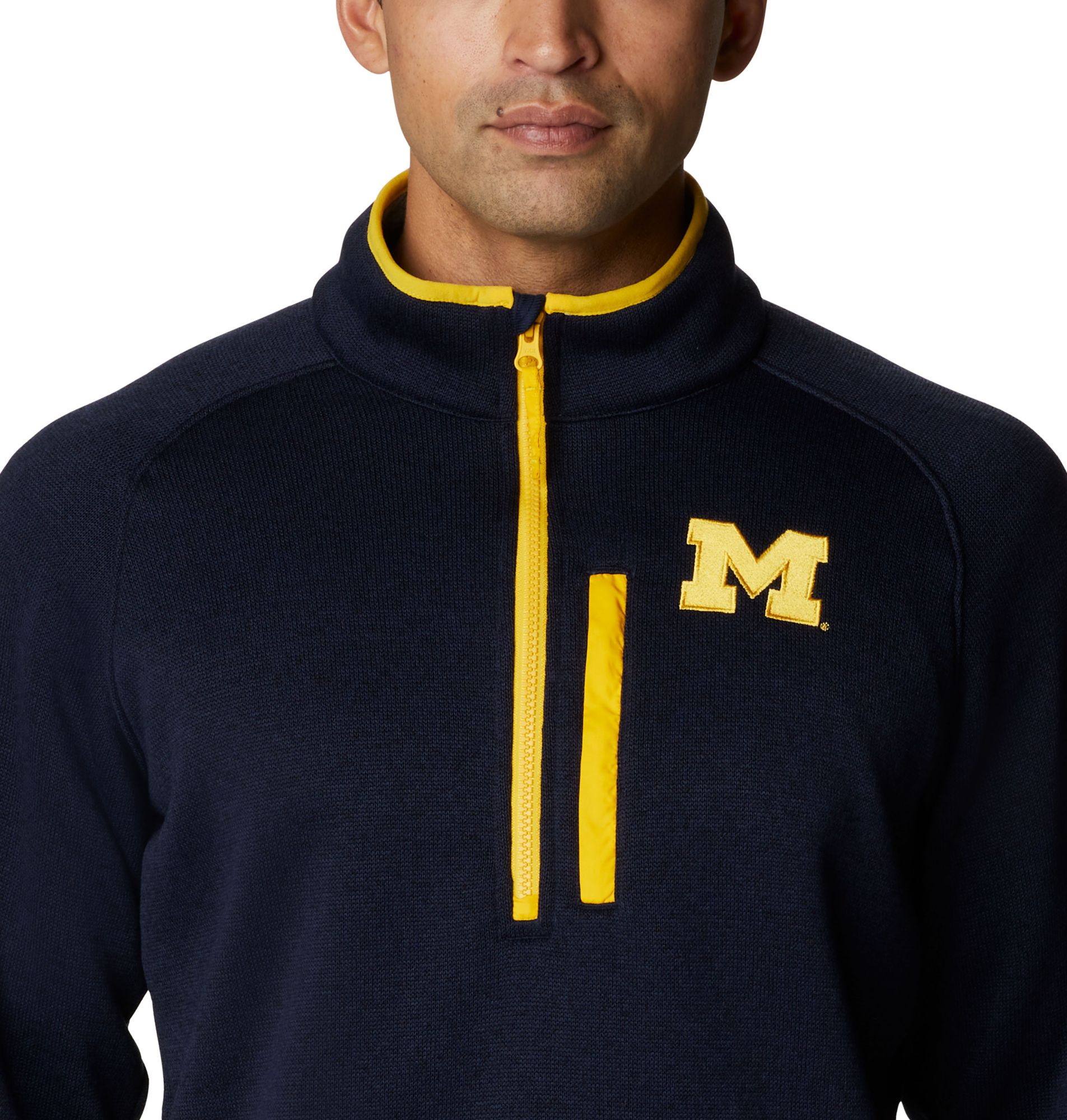 Columbia Men's Michigan Wolverines Blue Canyon Point Half-Zip Pullover Fleece Jacket product image
