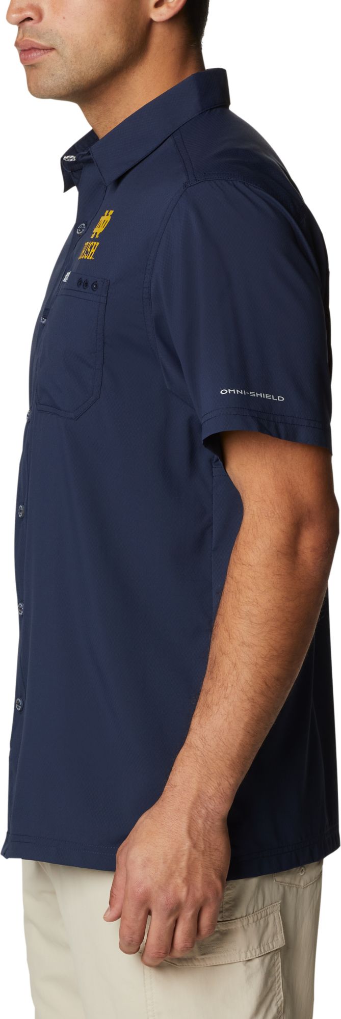 Columbia Men's Notre Dame Fighting Irish Navy Slack Tide Camp Button Down Shirt product image