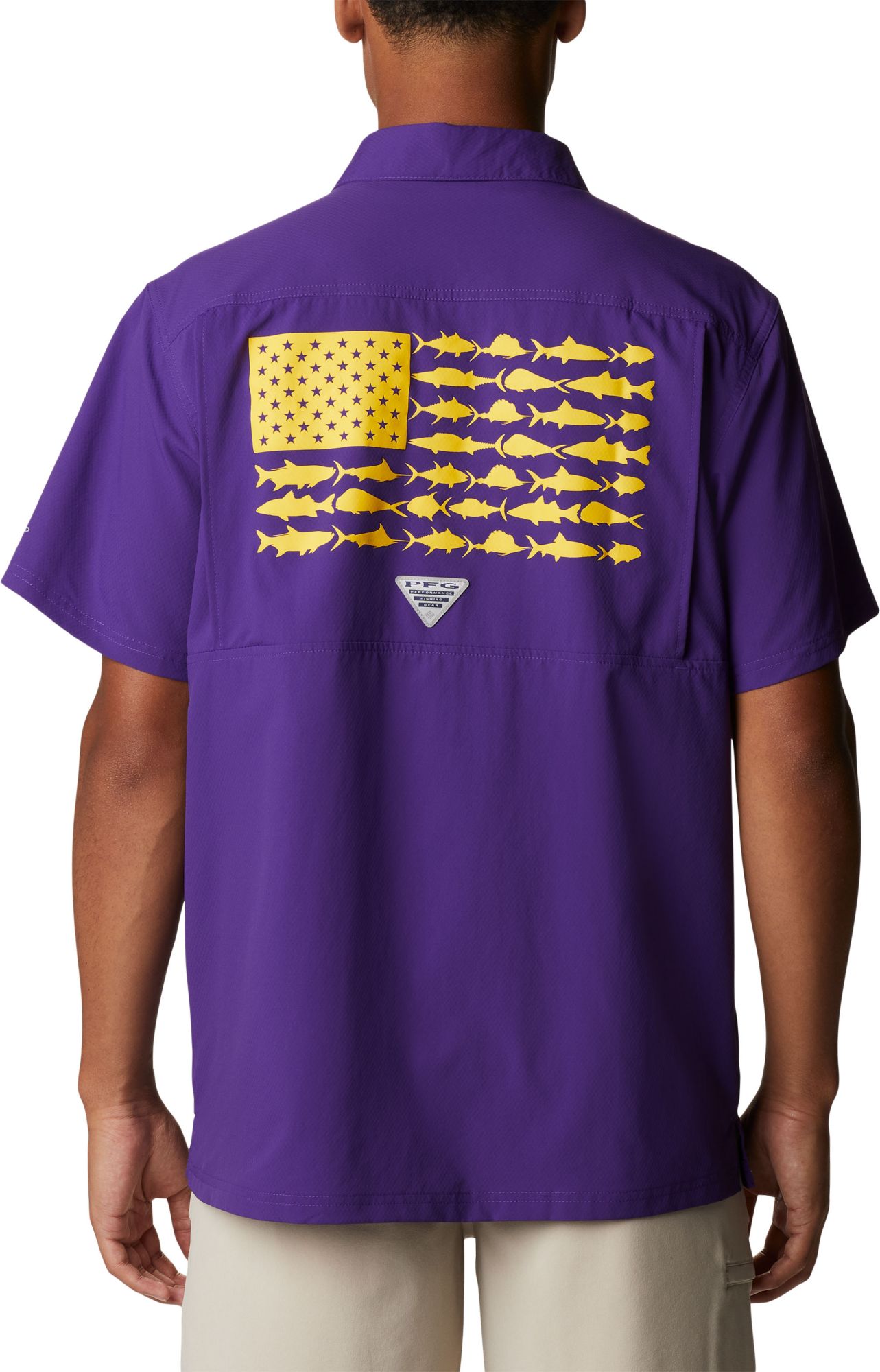 Columbia Men's LSU Tigers Purple Slack Tide Button-Down Shirt