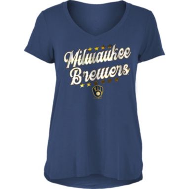 sorry, New Era Women's Milwaukee Brewers Navy Spandex V-Neck T-Shirt is currently out of stock