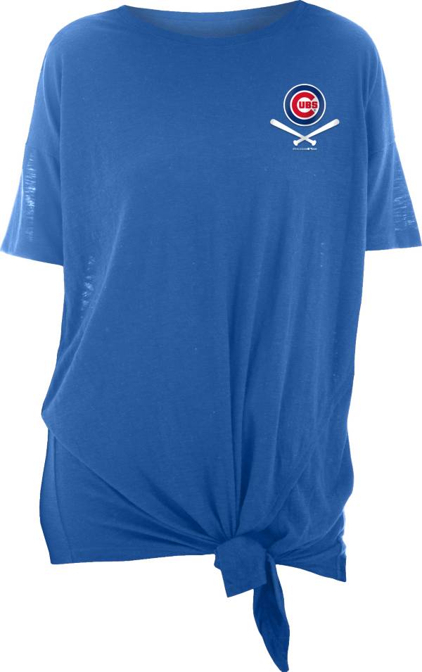 New Era Women's Chicago Cubs Blue Slub Side Tie T-Shirt