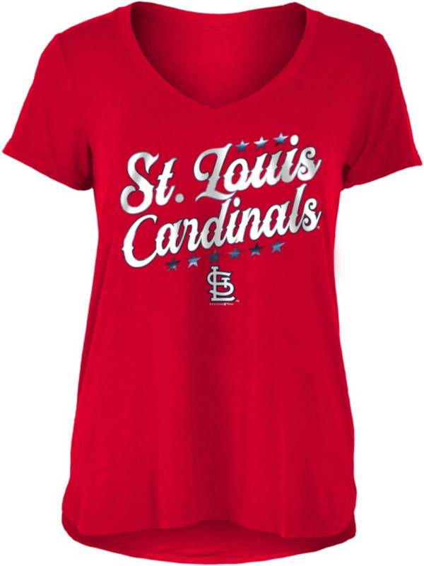 New Era Women's St. Louis Cardinals Red Rayon Spandex V-Neck T-Shirt