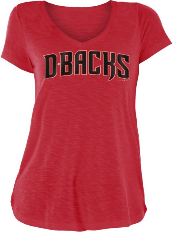 New Era Women's Arizona Diamondbacks Red Slub V-Neck T-Shirt