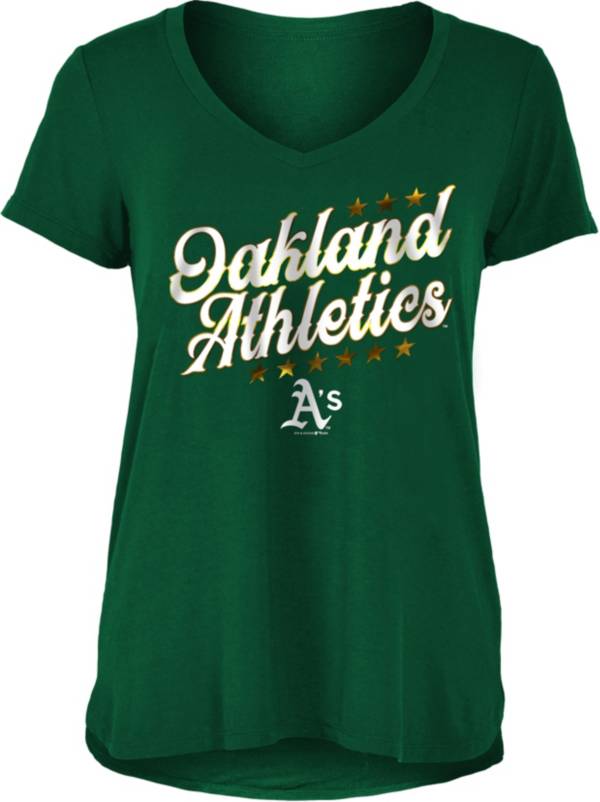 New Era Women's Oakland Athletics Green Rayon Spandex V-Neck T-Shirt