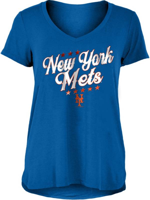 New Era Women's New York Mets Blue Rayon Spandex V-Neck T-Shirt product image