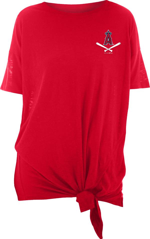 New Era Women's Los Angeles Angels Red Slub Side Tie T-Shirt