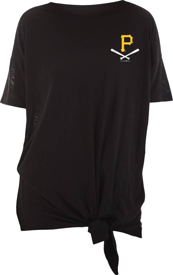 New Era Women's Pittsburgh Pirates Black Slub Side Tie T-Shirt