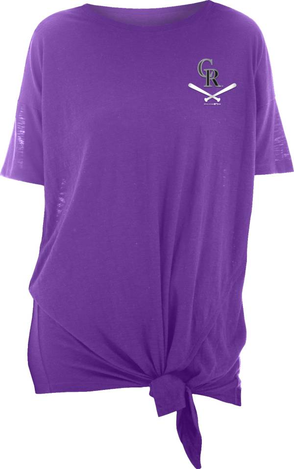 New Era Women's Colorado Rockies Purple Slub Side Tie T-Shirt