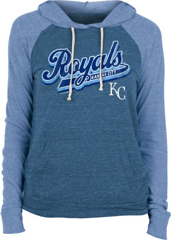 New Era Women's Kansas City Royals Blue Tri-Blend Pullover Hoodie