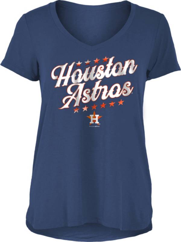 New Era Women's Houston Astros Navy Rayon Spandex V-Neck T-Shirt