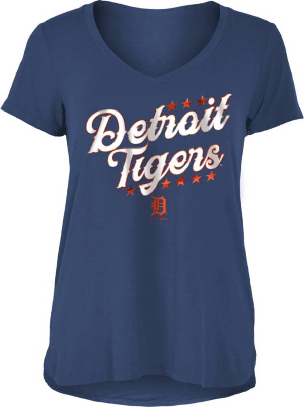 New Era Women's Detroit Tigers Navy Rayon Spandex V-Neck T-Shirt