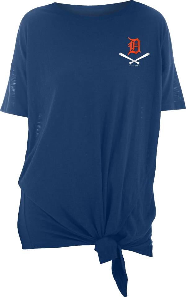 New Era Women's Detroit Tigers Navy Slub Side Tie T-Shirt