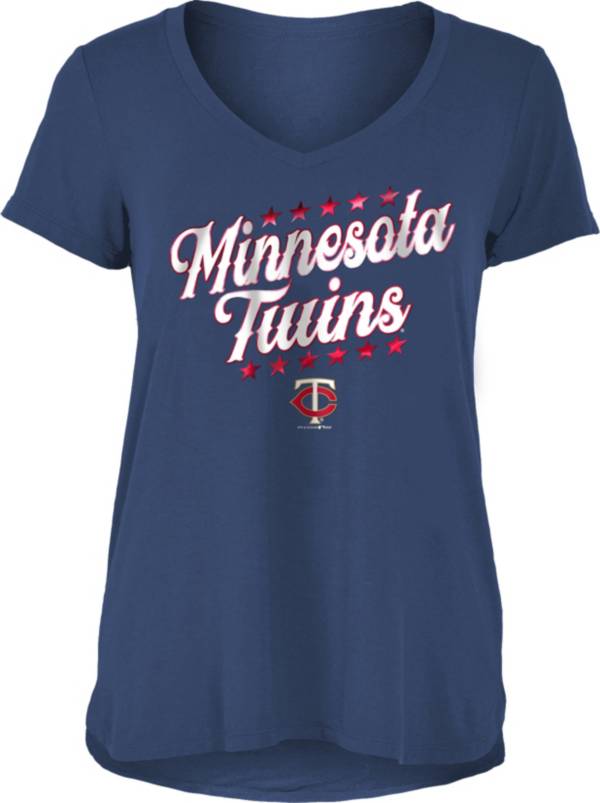 New Era Women's Minnesota Twins Navy Rayon Spandex V-Neck T-Shirt