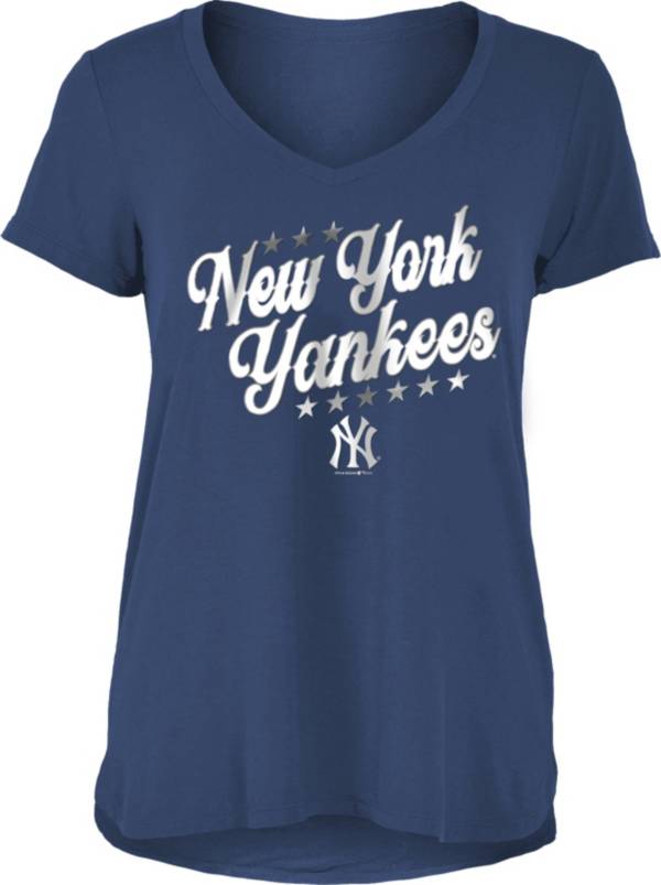 New Era Women's New York Yankees Navy Rayon Spandex V-Neck T-Shirt